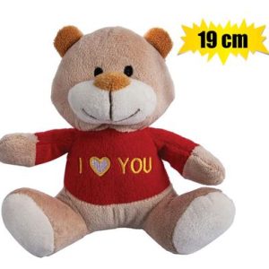 Plush Love Bear Brown & Red 19 cm